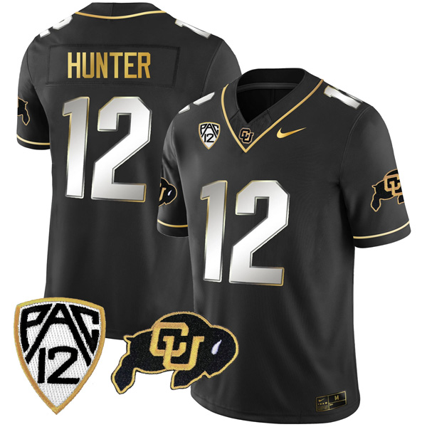 Travis Hunter Colorado Buffaloes College Football Gold Series Black Limited Jersey