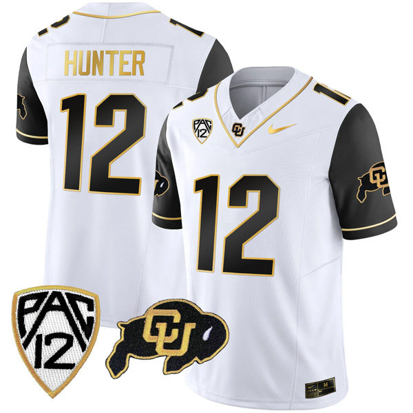 Travis Hunter Colorado Buffaloes College Football Gold Series Black Sleeve Jersey