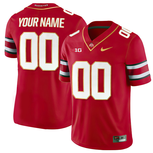 Ohio State Buckeyes Football Gold Version Stitched Custom Jersey – Scarlet