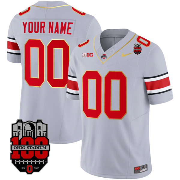 Ohio State Buckeyes Football Gold Version Stitched Custom Jersey – Gray