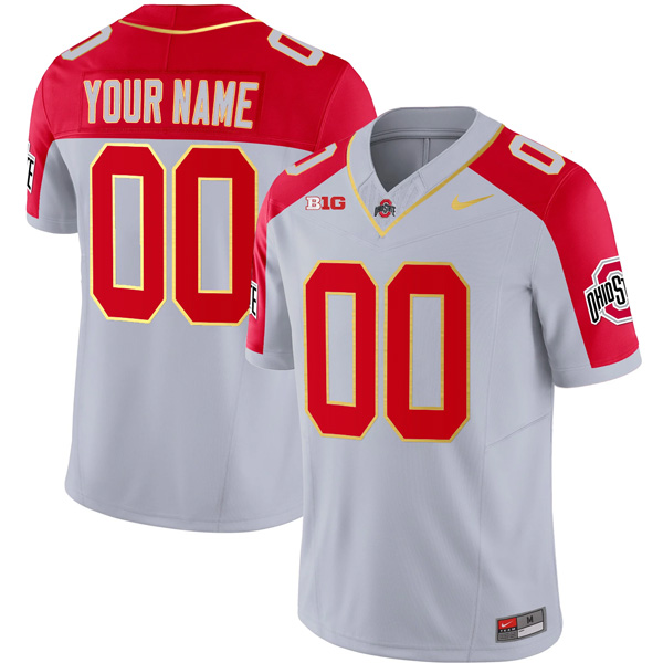 Ohio State Buckeyes Gold Version Stitched Custom Jersey – Alternate Gray