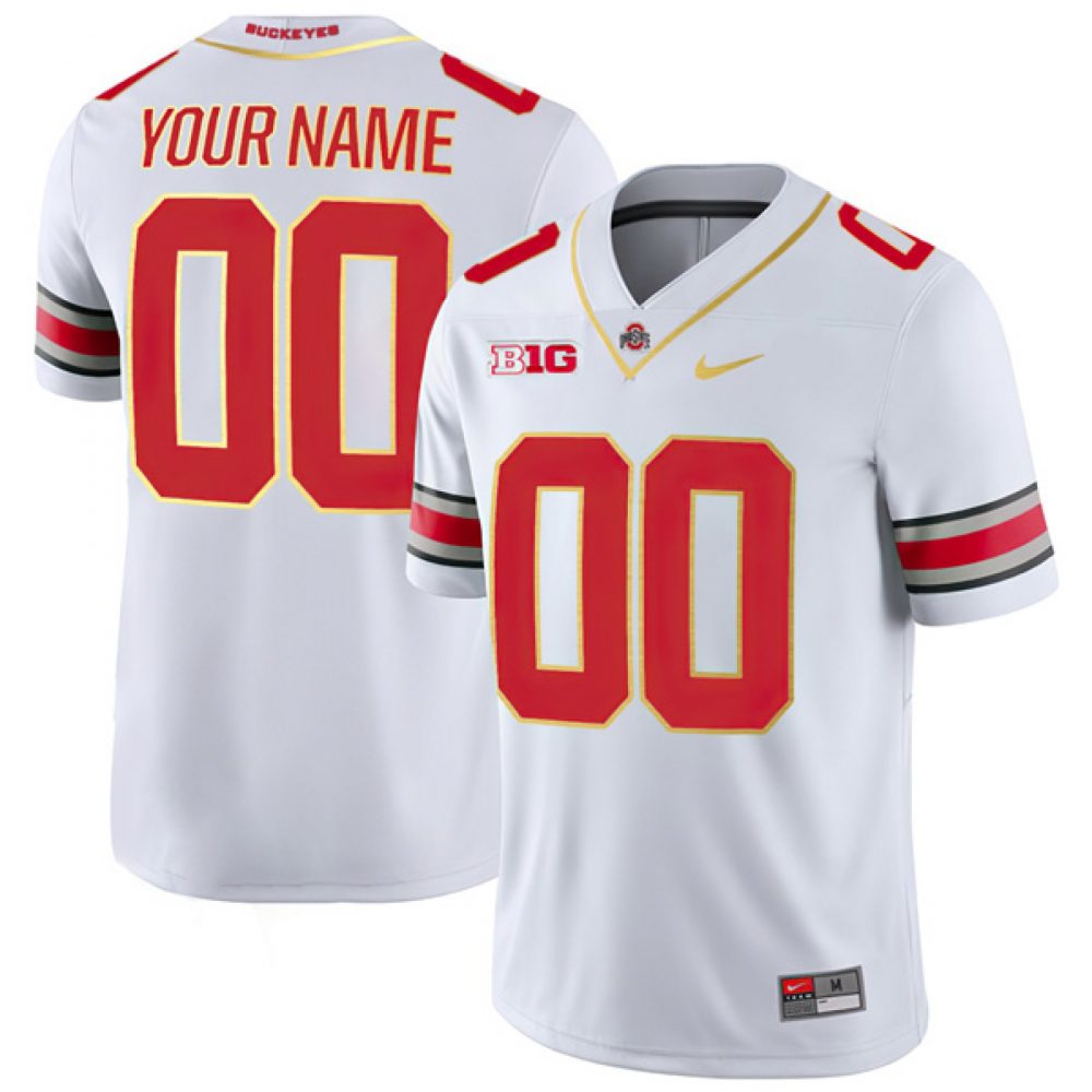 Ohio State Buckeyes Gold Version Stitched Custom Jersey – White