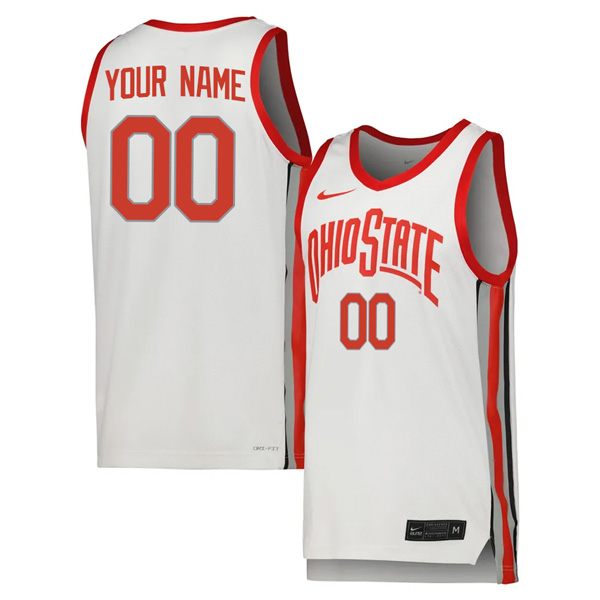 Custom Ohio State Buckeyes College Basketball White Jersey