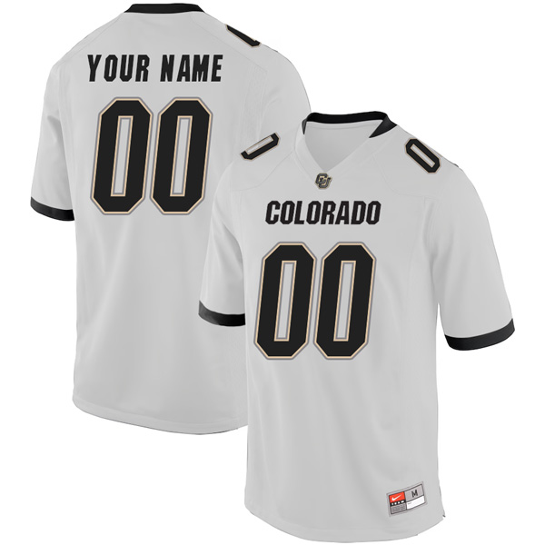 Custom Colorado Buffaloes Football White Away Jersey