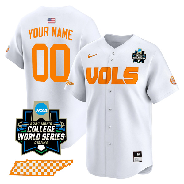 Custom Tennessee Volunteers College Baseball World Series Jersey – White