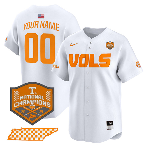 Custom Tennessee Volunteers College Baseball World Series Champions Jersey – White