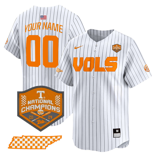 Custom Tennessee Volunteers College Baseball World Series Champions Jersey – Pinstripe