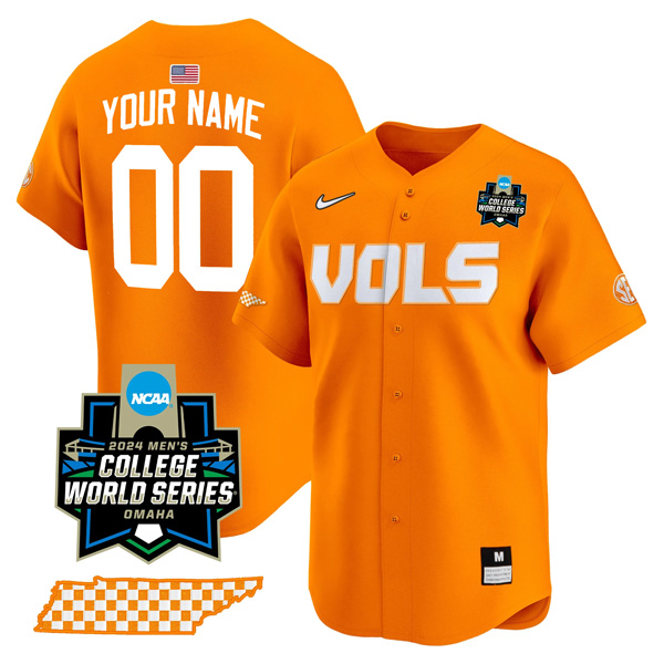 Custom Tennessee Volunteers College Baseball World Series Jersey – Orange