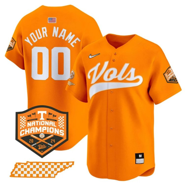 Custom Tennessee Volunteers College Baseball World Series Champions Orange Jersey – All Stitched