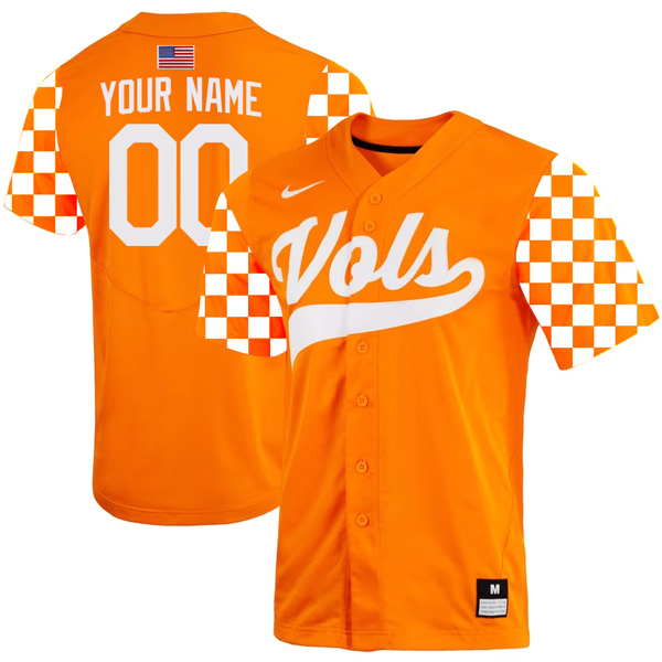 Tennessee Volunteers College Baseball “Checkerboard” Stitched Custom Jersey – Orange