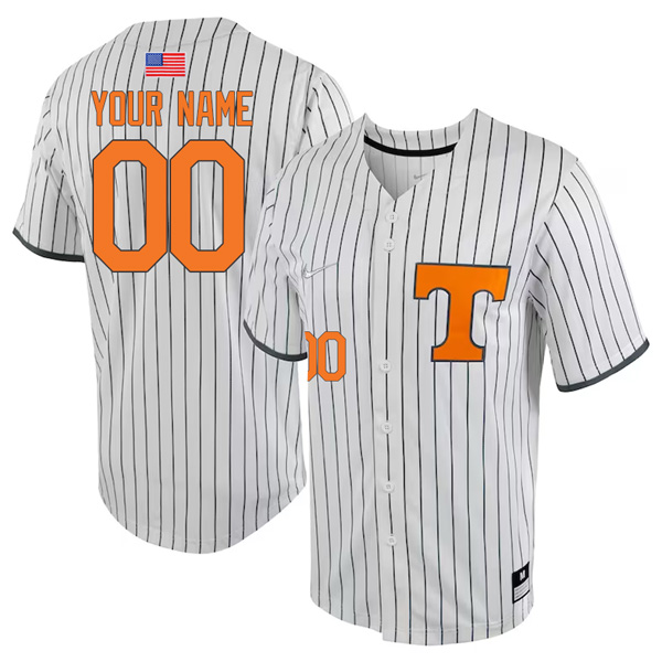 Tennessee Volunteers College Baseball Stitched Custom Name & Number Jersey – Pinstripe