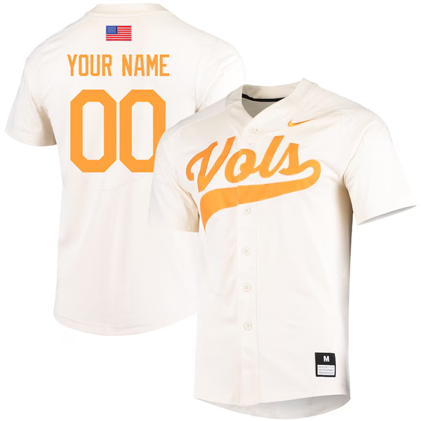 Tennessee Volunteers College Baseball Stitched Custom Name & Number Jersey – Cream