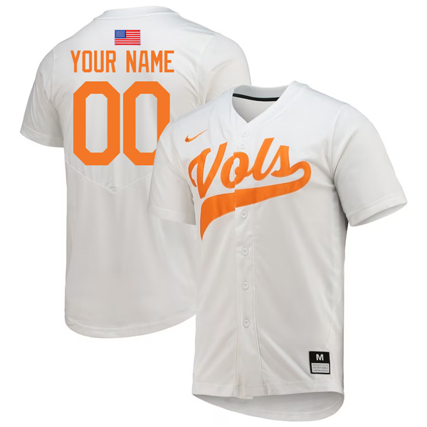 Tennessee Volunteers College Baseball Stitched Custom Name & Number Jersey – White