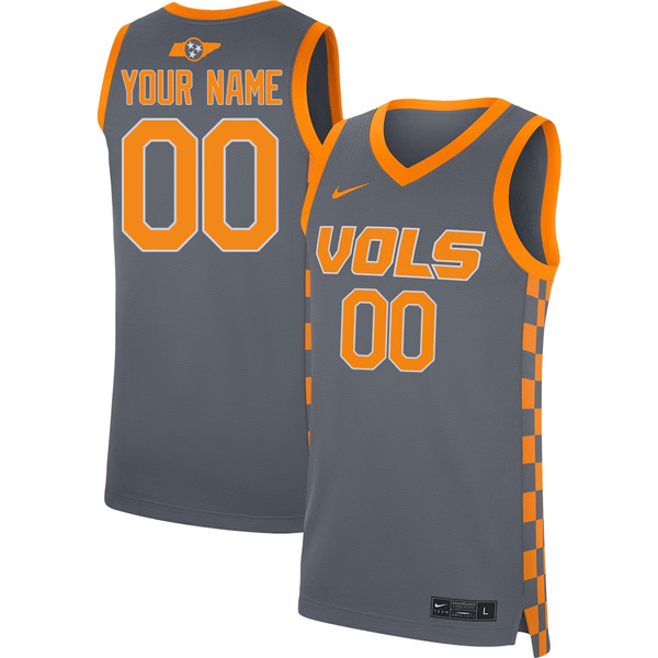 Tennessee Volunteers College Basketball Stitched Custom Game Jersey – Gray