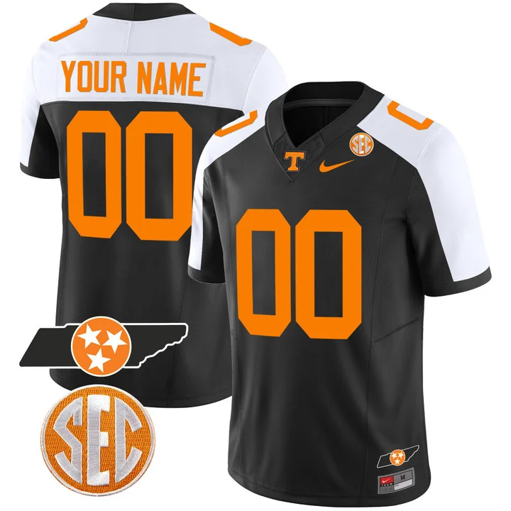 Tennessee Volunteers “Checkerboard” College Football Custom Stitched Jersey – Black Alternate