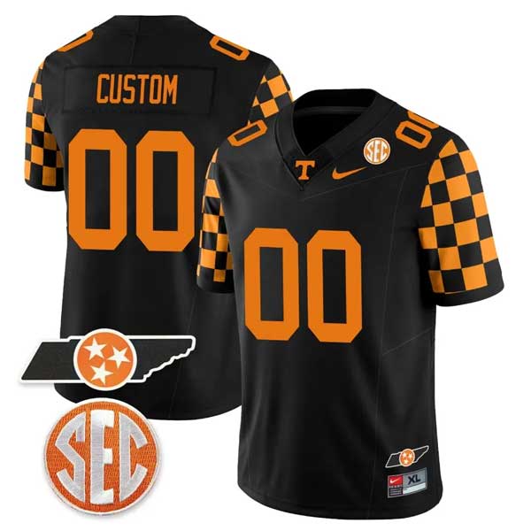 Tennessee Volunteers College Checkerboard Football All Stitched Custom Jersey – Black