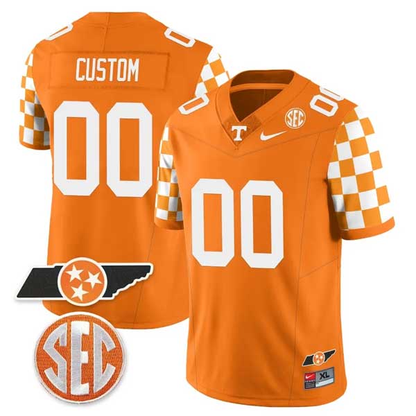 Tennessee Volunteers College Checkerboard Football All Stitched Custom Jersey – Orange