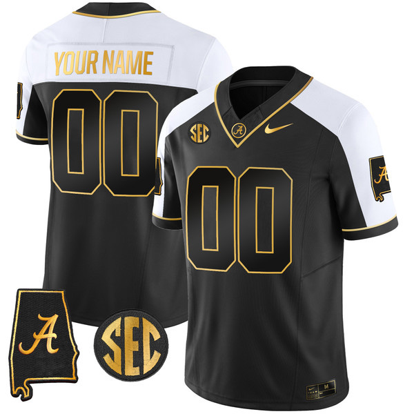 Alabama Crimson Tide Football “Alabama Map” Stitched Custom Jersey – Alternate Black