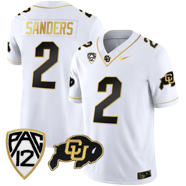 Shedeur Sanders Colorado Buffaloes College Football Gold Series White Gold Jersey