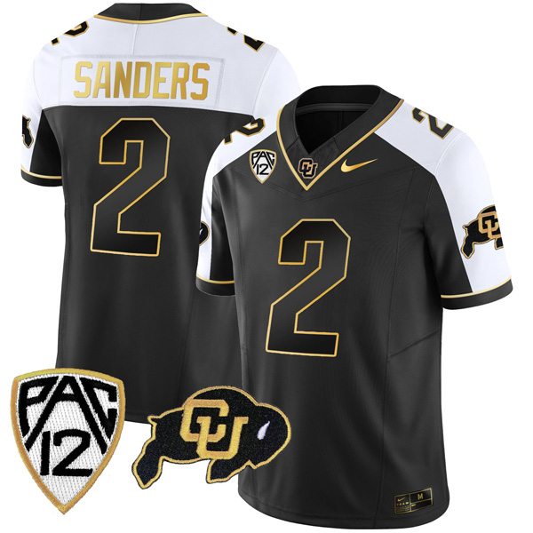 Shedeur Sanders Colorado Buffaloes College Football Gold Series Alternate Black Jersey