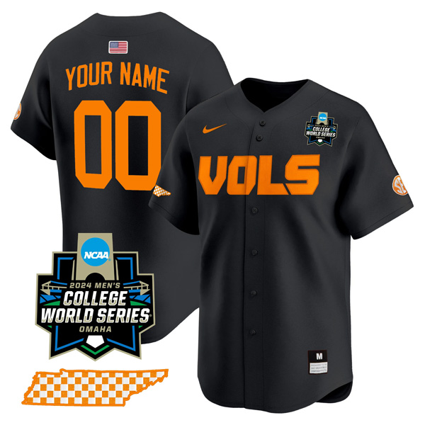 Custom Tennessee Volunteers College Baseball World Series Jersey – Black