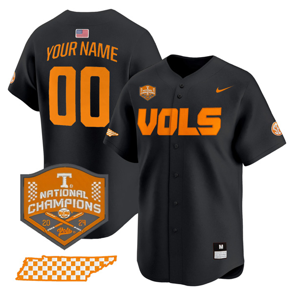 Custom Tennessee Volunteers College Baseball World Series Champions Jersey – Black