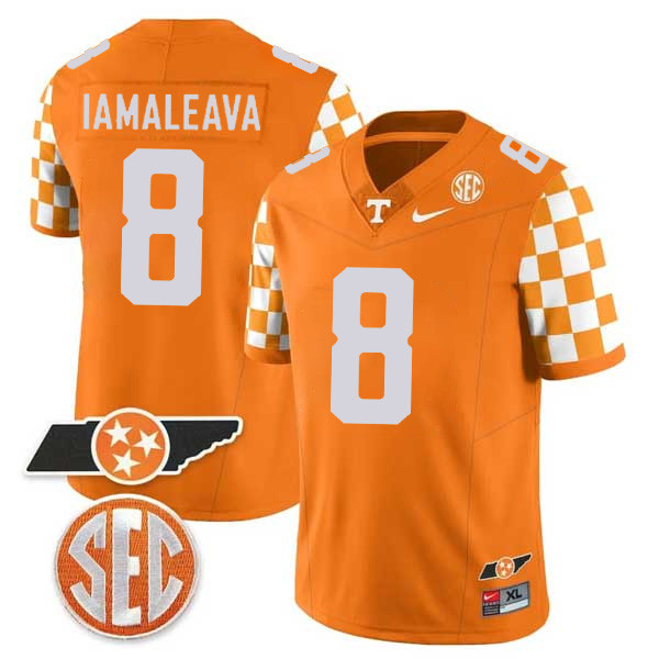 Nico Iamaleava Tennessee Volunteers Football Checkerboard Orange Jersey